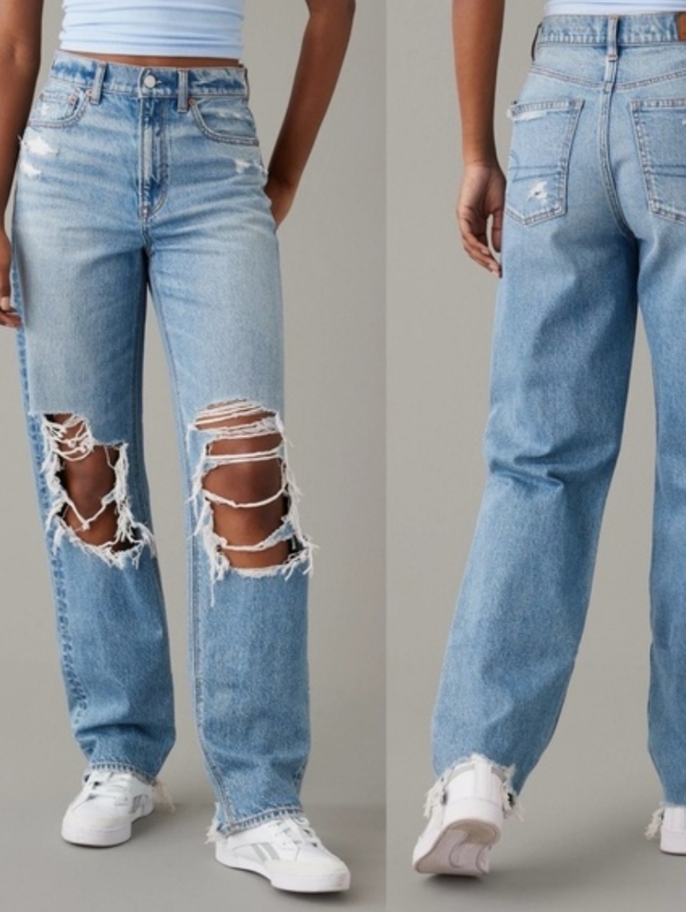 American Eagle Super Highrise Baggy Straight Jeans Size 4 Short